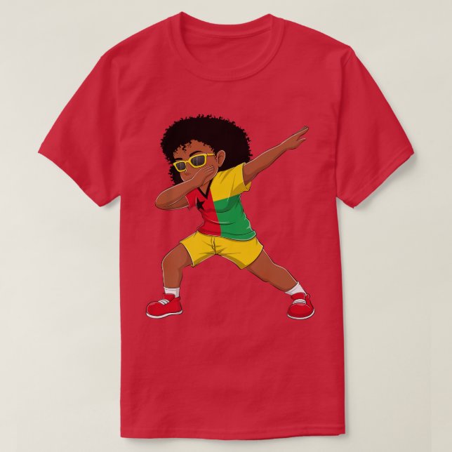 Dabbing Girl Guinea-Bissau Fahne Kinder ab Tanz T-Shirt (Design vorne)