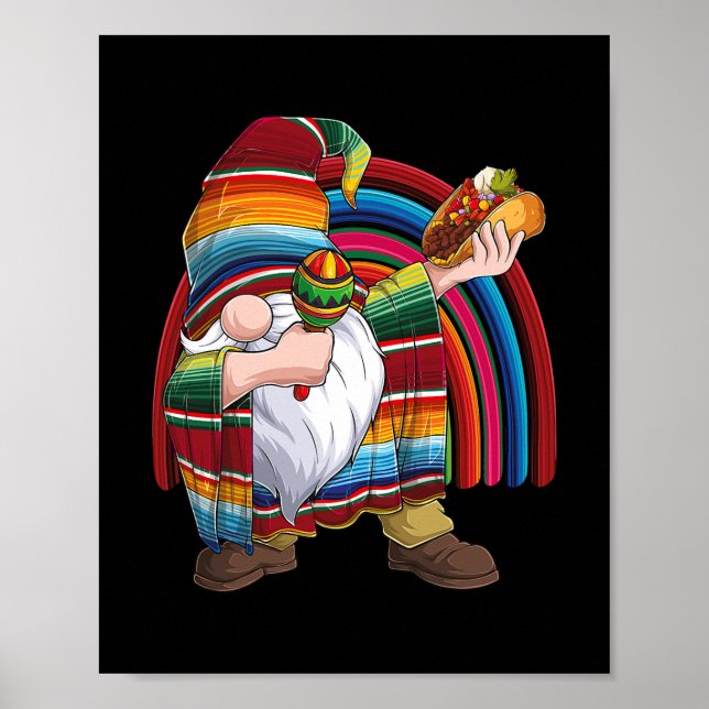 Dabbing Gnome Cinco De Mayo Fiesta Rainbow Taco Poster (Vorne)