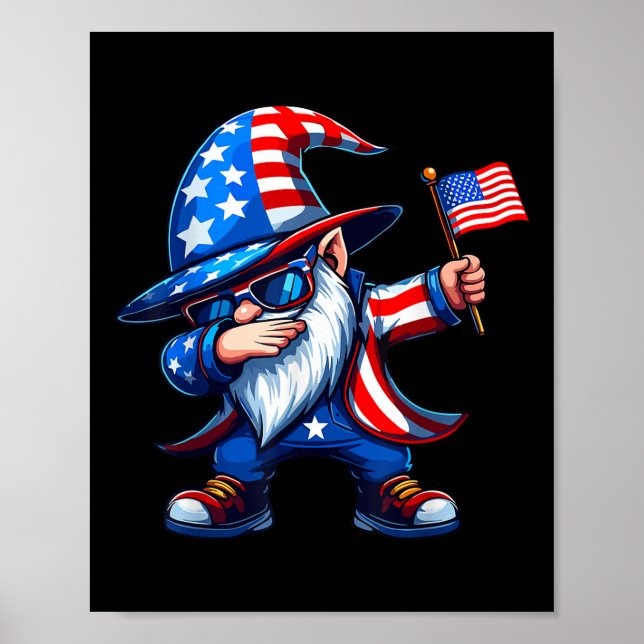 Dabbing Gnomes 4. Juli, Gedenktag Amerikaner Poster (Vorne)