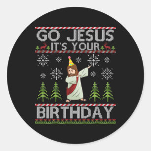 Dabbing Go Jesus Es ist dein Geburtstag frohe Chri Runder Aufkleber