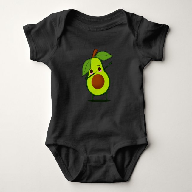 Dabbing Green Avocado Dab Funny Dancing Frucht Baby Strampler (Vorderseite)