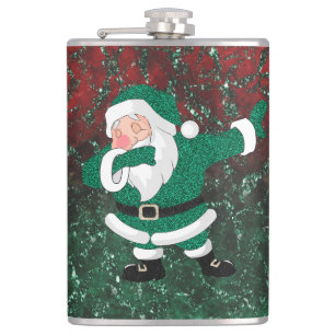 Dabbing Green Santa Claus   Fun Holiday XMAS Spaß Flachmann