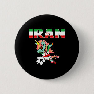 Dabbing Green Unicorn Iran Fußballfans Trikot Iran Button