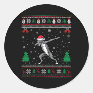 Dabbing Greyhound Hund Weihnachtsmannmütze Boys Gi Runder Aufkleber