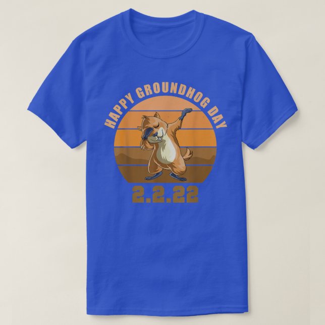 Dabbing Groundhog Liebhaber, Retro Happy Groundhog T-Shirt (Design vorne)