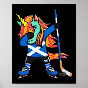 Dabbing Grüner Einhorn Schottland Eishockey-Fans J Poster