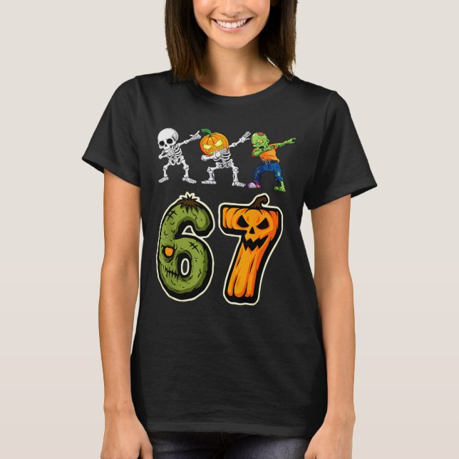 Dabbing Halloween Boys Six Seven 67 Meme Funny Kid T-Shirt (Vorderseite)