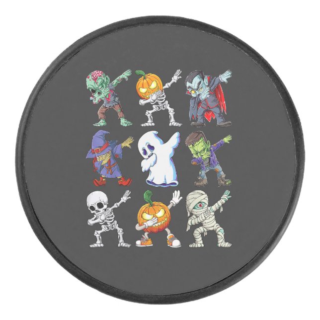 Dabbing Halloween Boys Skeleton Eishockey Puck (Vorderseite)