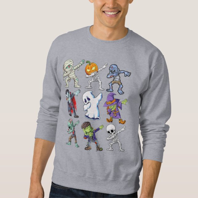 Dabbing Halloween Boys Skeleton Zombie Mummy Sweatshirt (Vorderseite)
