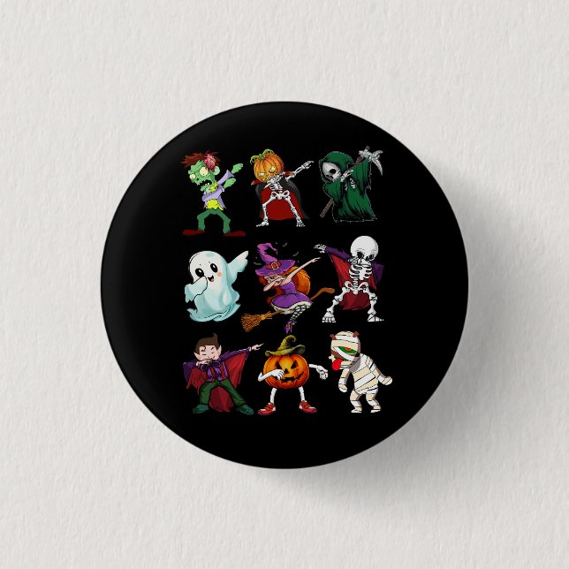 Dabbing Halloween Hexenkelett Zombie Beängstigende Button (Vorderseite)