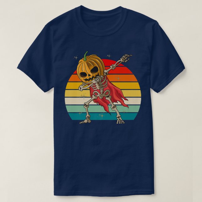 Dabbing Halloween JackoLantern Skeleton Pumpkin Re T-Shirt (Design vorne)