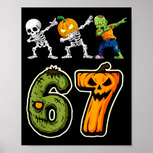 Dabbing Halloween Jungen Six Seven 67 Meme Lustige Poster