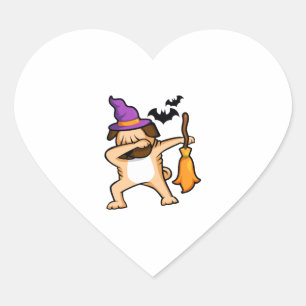 Dabbing Halloween Mops Dog Herz-Aufkleber