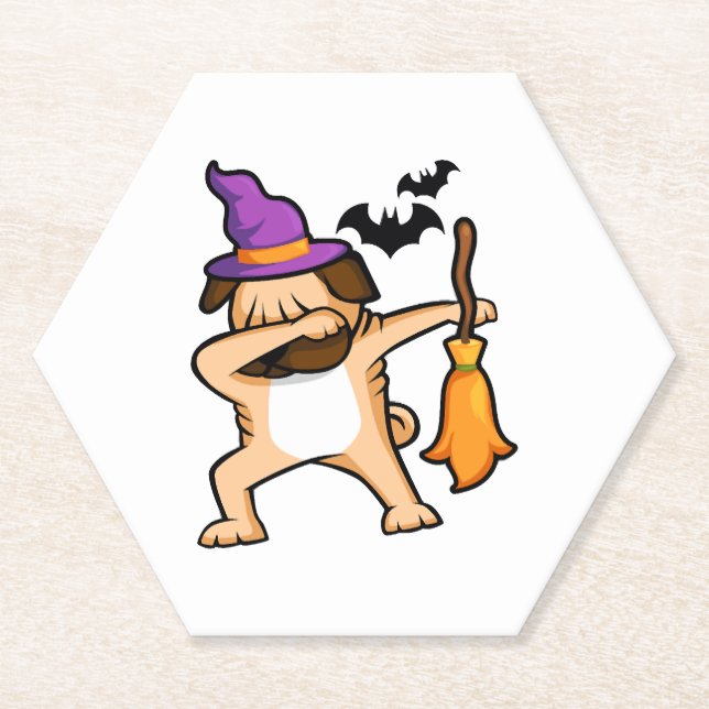 Dabbing Halloween Mops Dog Untersetzer (Vorderseite)