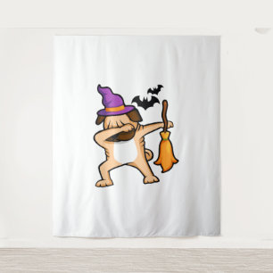 Dabbing Halloween-Mops-Hund Wandteppich