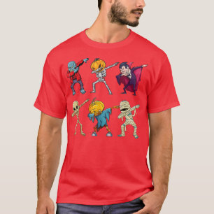 Dabbing Halloween Skeleton Zombie Beängstigend Pum T-Shirt