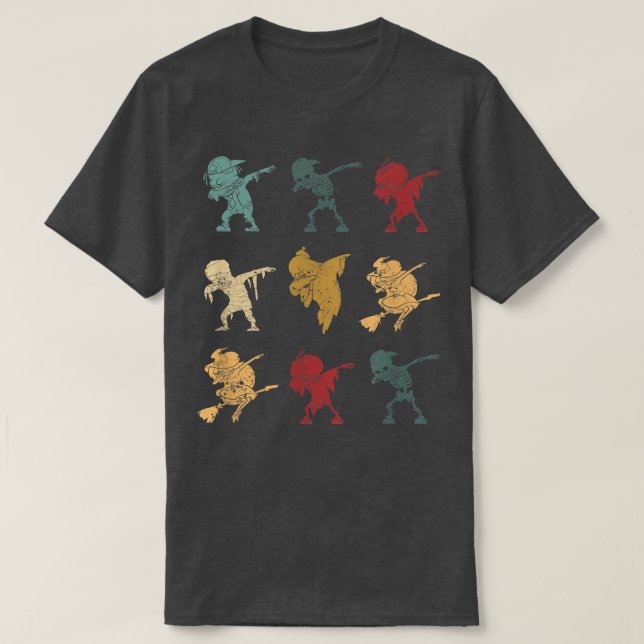Dabbing Halloween Skeleton Zombie Ghost Witch Scar T-Shirt (Design vorne)