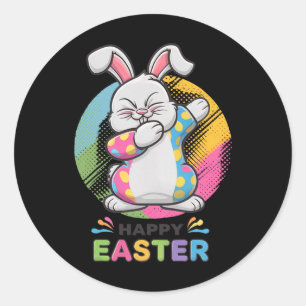 Dabbing-Hase Frohen Ostertag Hase Eier Dab-Junge Runder Aufkleber