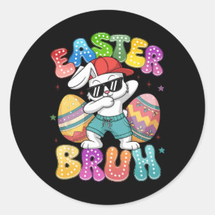 Dabbing-Hase Ostern Bruh-Meme Lustiger Spruch Juge Runder Aufkleber