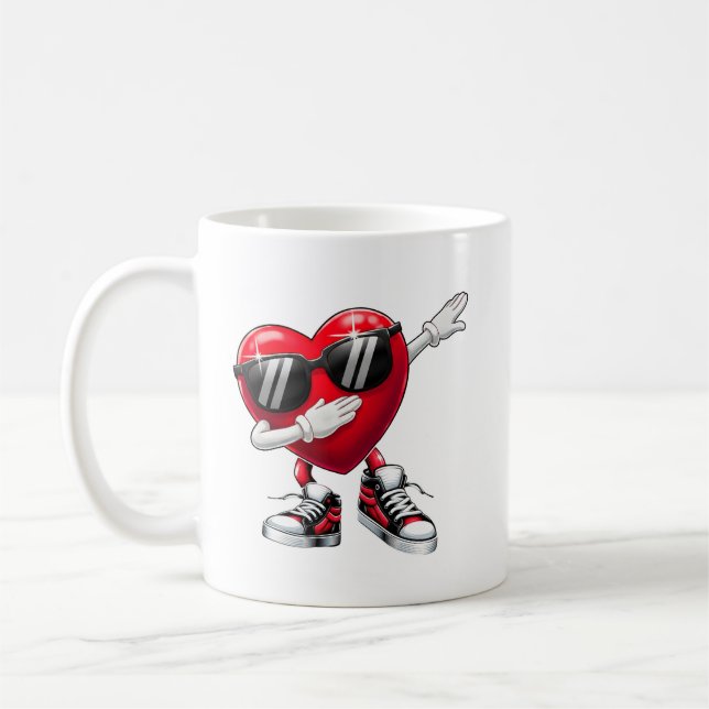 Dabbing Heart Cool Love Valentine Kaffeetasse (Links)