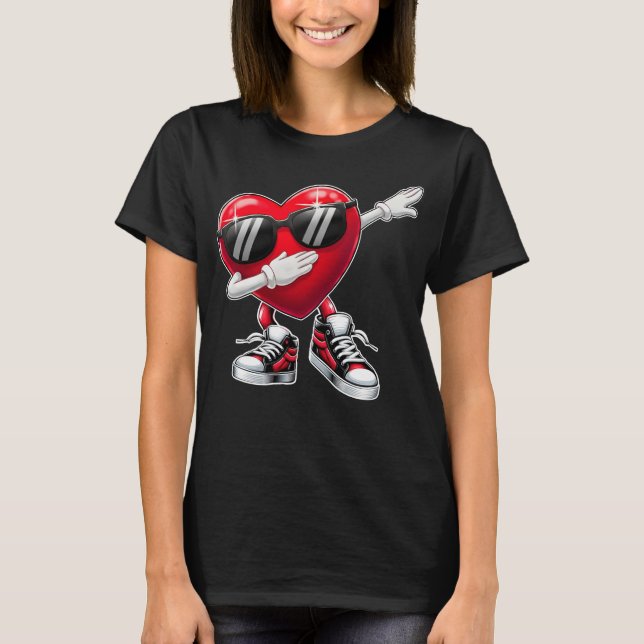 Dabbing Heart Cool Love Valentine T-Shirt (Vorderseite)