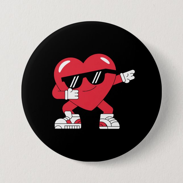 Dabbing Heart Funny Gifts Valentinstag Button (Vorderseite)