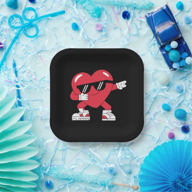 Dabbing Heart Funny Gifts Valentinstag Pappteller (Party)
