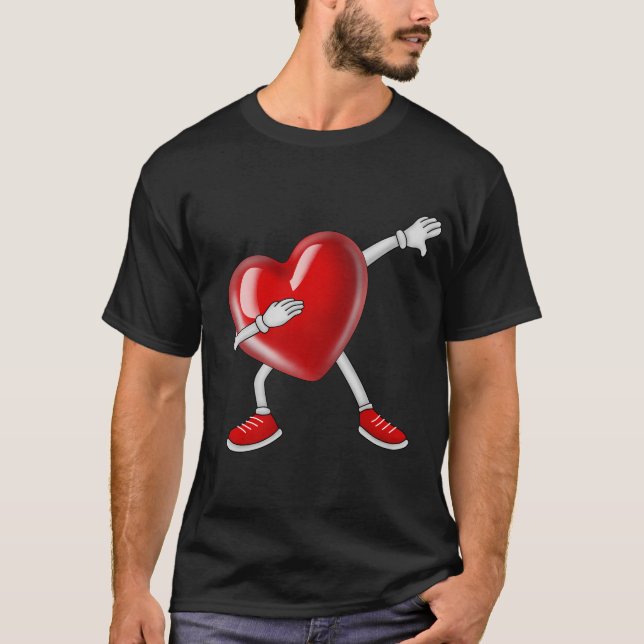 Dabbing Heart Funny Gifts Valentinstag T-Shirt (Vorderseite)