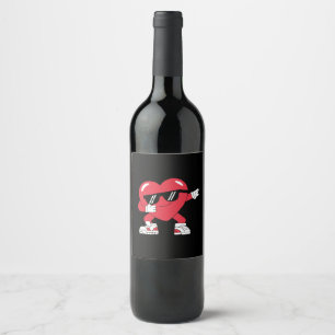 Dabbing Heart Funny Gifts Valentinstag Weinetikett