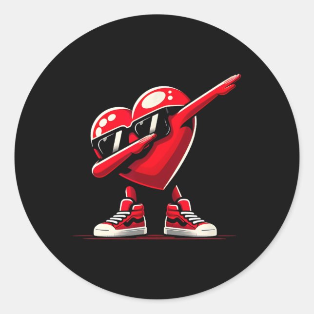 Dabbing Heart Funny Valentine Design Perfect For F Runder Aufkleber (Vorderseite)