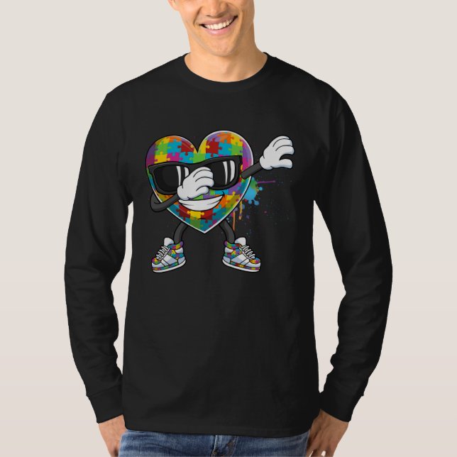 Dabbing Heart Puzzle Heart Dab Love Support Autism T-Shirt (Vorderseite)