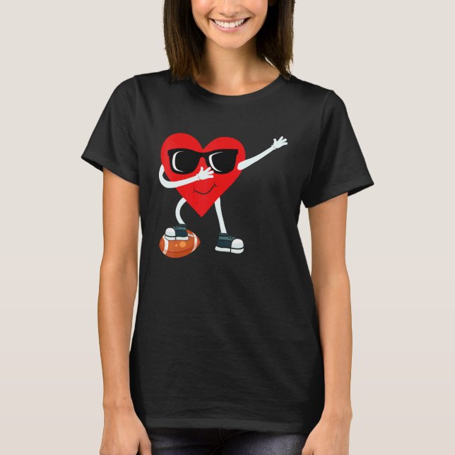 Dabbing Heart Valentine's Day American Football T-Shirt (Vorderseite)