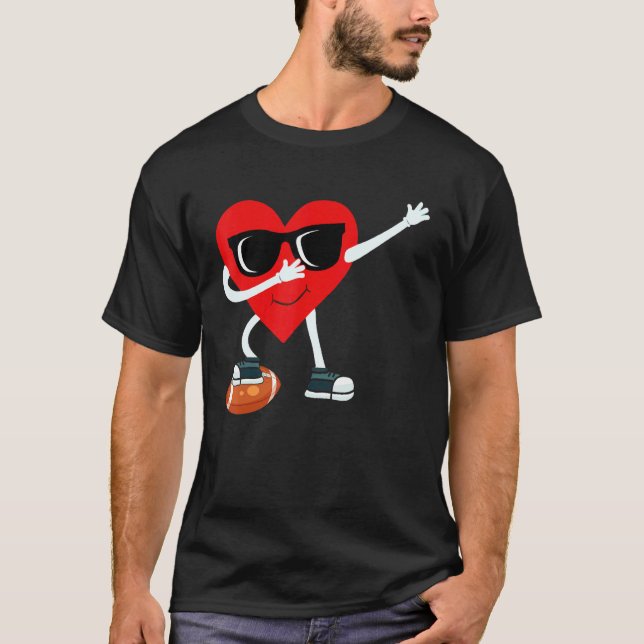 Dabbing Heart Valentine's Day American Football T-Shirt (Vorderseite)