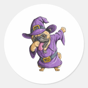 Dabbing Hexe Mops Niedlich Halloween Möpsen Funny Runder Aufkleber