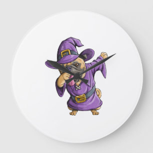 Dabbing Hexen-Mops Süßer Halloween-Möpse Lustiger  Große Wanduhr