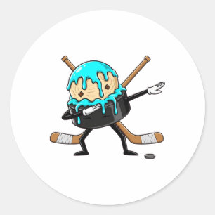 Dabbing Hockey Puck Drip Eiscreme Kinder Jugendlic Runder Aufkleber