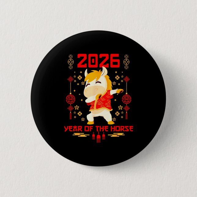 Dabbing Horse Chinese New Year Of The Horse2026  Button (Vorderseite)