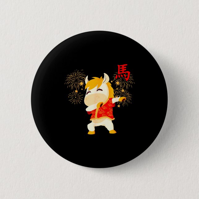 Dabbing Horse Chinese New Year Of The Horse2026  Button (Vorderseite)