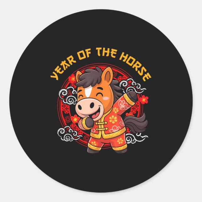 Dabbing Horse Chinese New Year Of The Horse2026  Runder Aufkleber (Vorderseite)