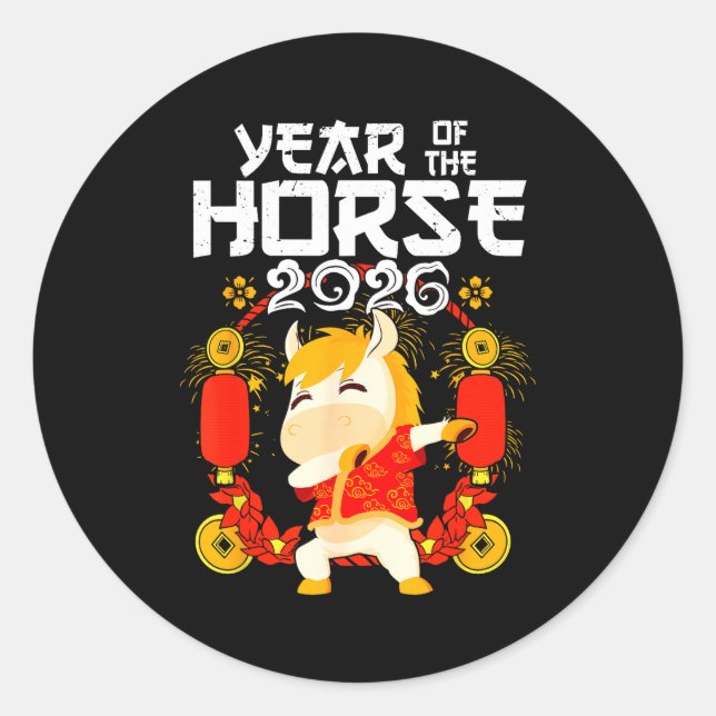 Dabbing Horse Chinese New Year Of The Horse2026  Runder Aufkleber (Vorderseite)