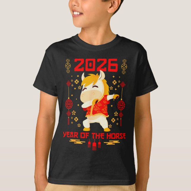 Dabbing Horse Chinese New Year Of The Horse2026  T-Shirt (Vorderseite)