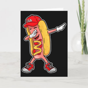 Dabbing Hot Dog T-Shirt 4. Juli Hotdog Merica  Karte