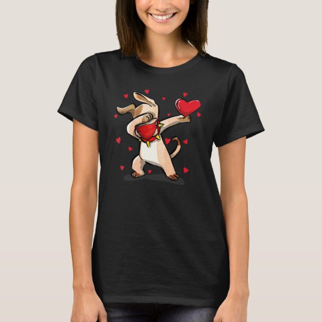 Dabbing Hund trägt Gesichtsmaske Dab Dance Funny V T-Shirt (Vorderseite)