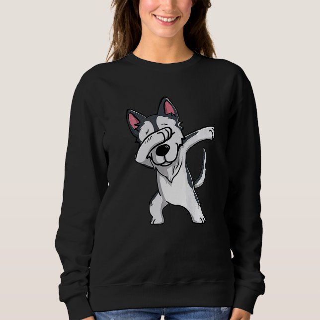 Dabbing Husky Dog Dab Dance Sweatshirt (Vorderseite)
