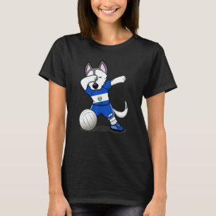 Dabbing Husky Hund El Salvador Volleyball Fans Jer T-Shirt
