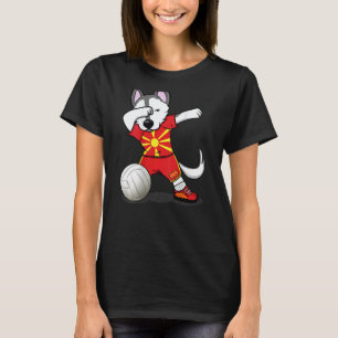 Dabbing Husky Mazedonien Volleyball Fans Mazedon T-Shirt
