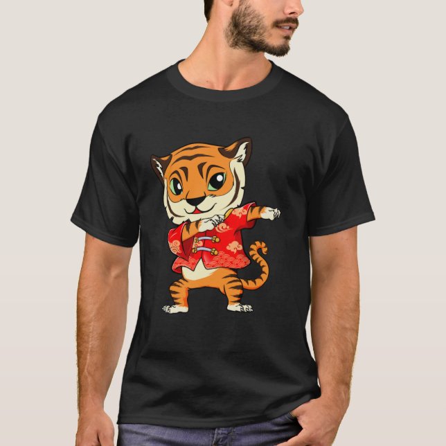 Dabbing Jahr der Tiger glücklich Chinesen Neujahr  T-Shirt (Vorderseite)