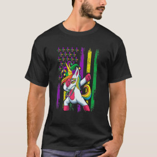 Dabbing Jester Einhorn Flagge Mardi Gras Shirt, Ki T-Shirt