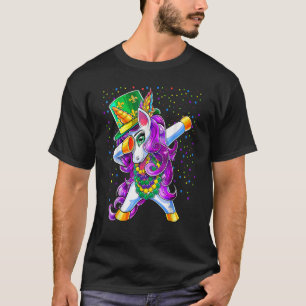 Dabbing Jester Unicorn Mardi Gras Carnival Kids Gi T-Shirt