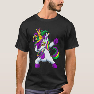 Dabbing Jester Unicorn Mardi Gras , Kids Girls T-Shirt